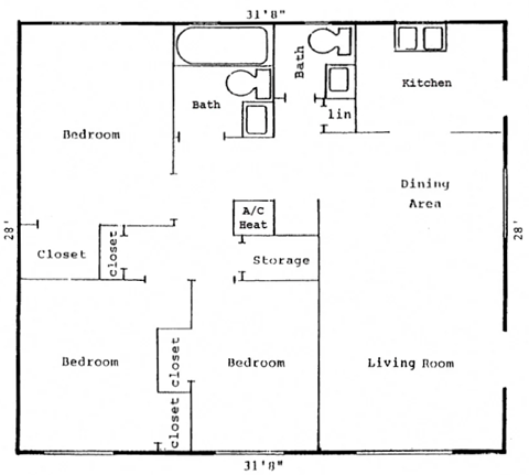 the schematic diagram of the floor plan for the small home